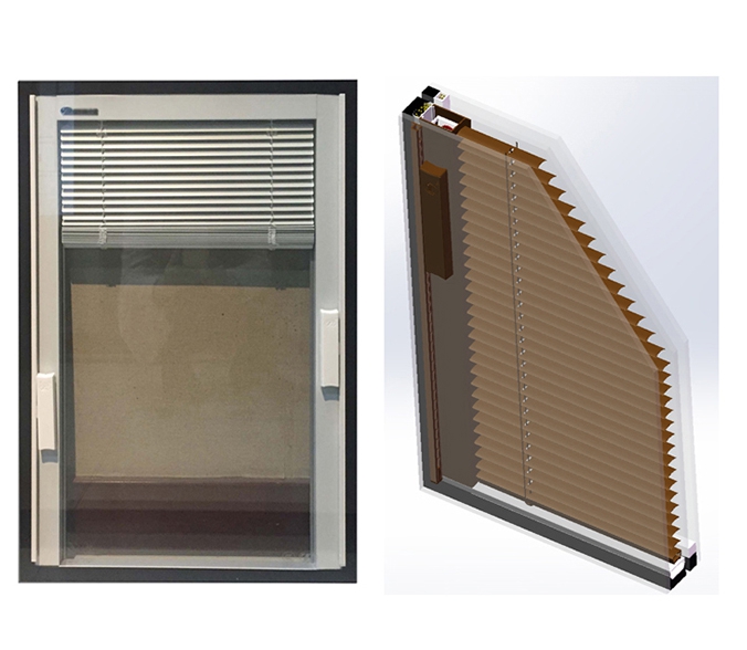 Three-glass two-cavity hollow glass with built-in shutters